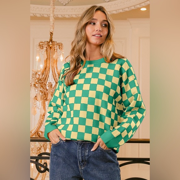 BiBi Sweaters - BiBi Checkered Pattern Sweater